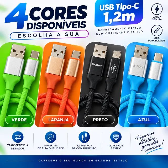 Cabo USB - C emborrachado