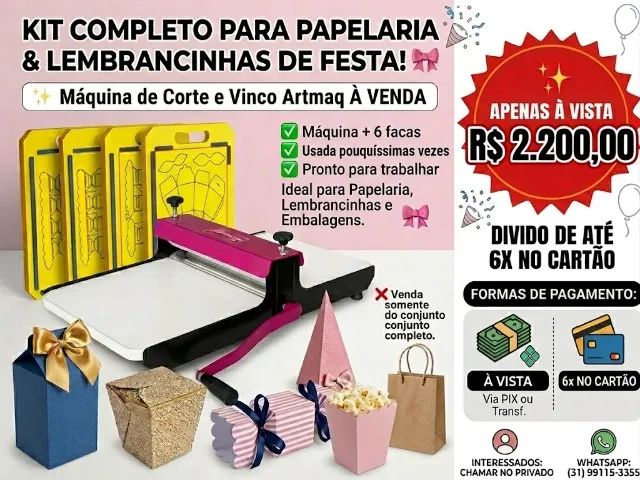 MÁQUINA DE CORTE E VINCO ARTMAQ + 6 FACAS COMPLETAS