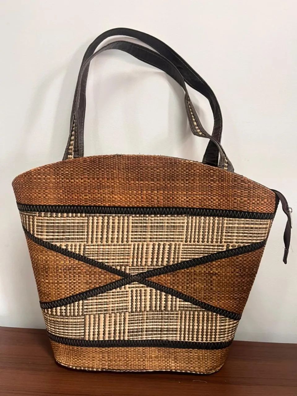 Bolsa Palha de Buriti Bege e marrom