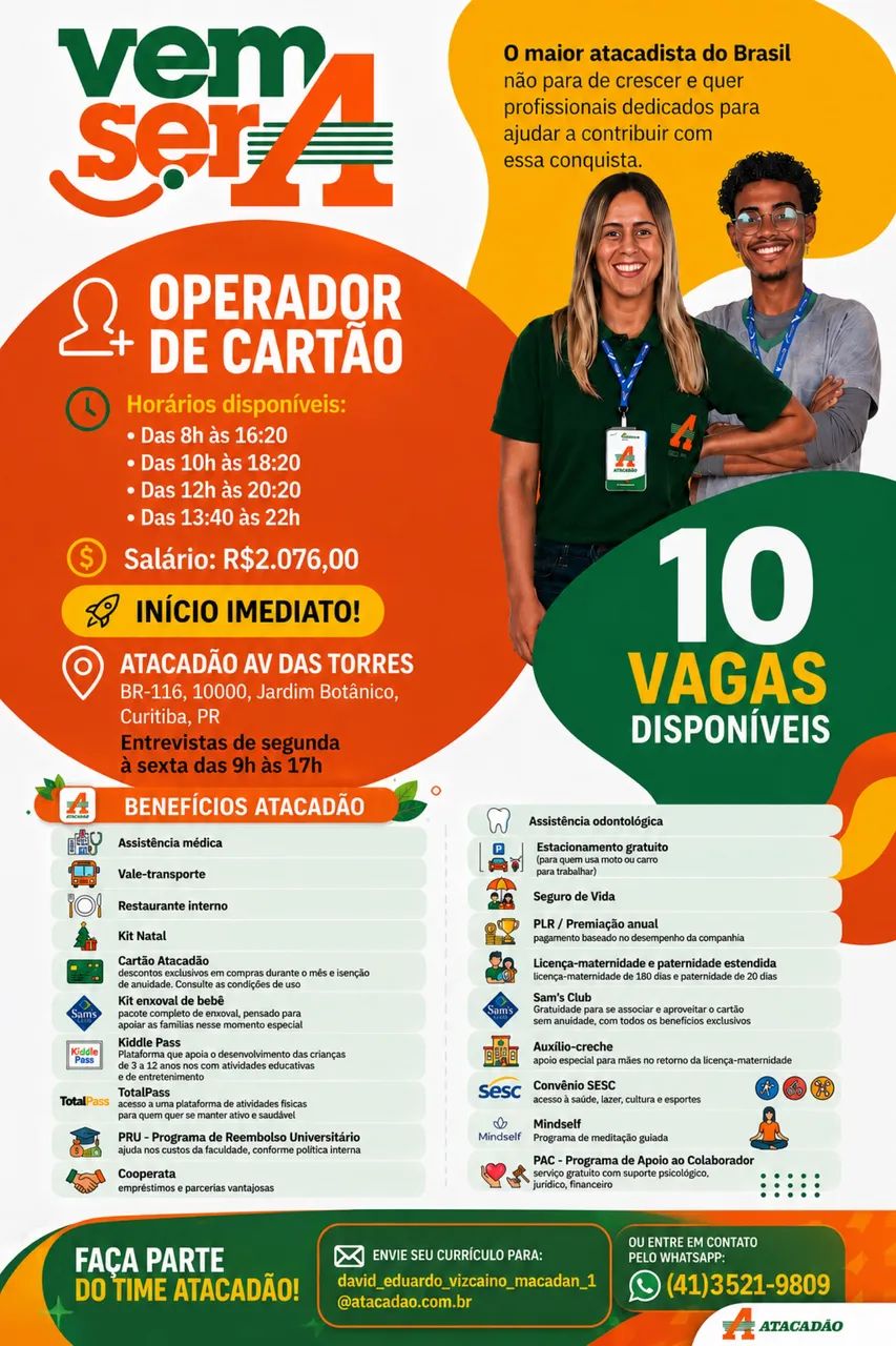 10 VAGAS DISPONÍVEIS