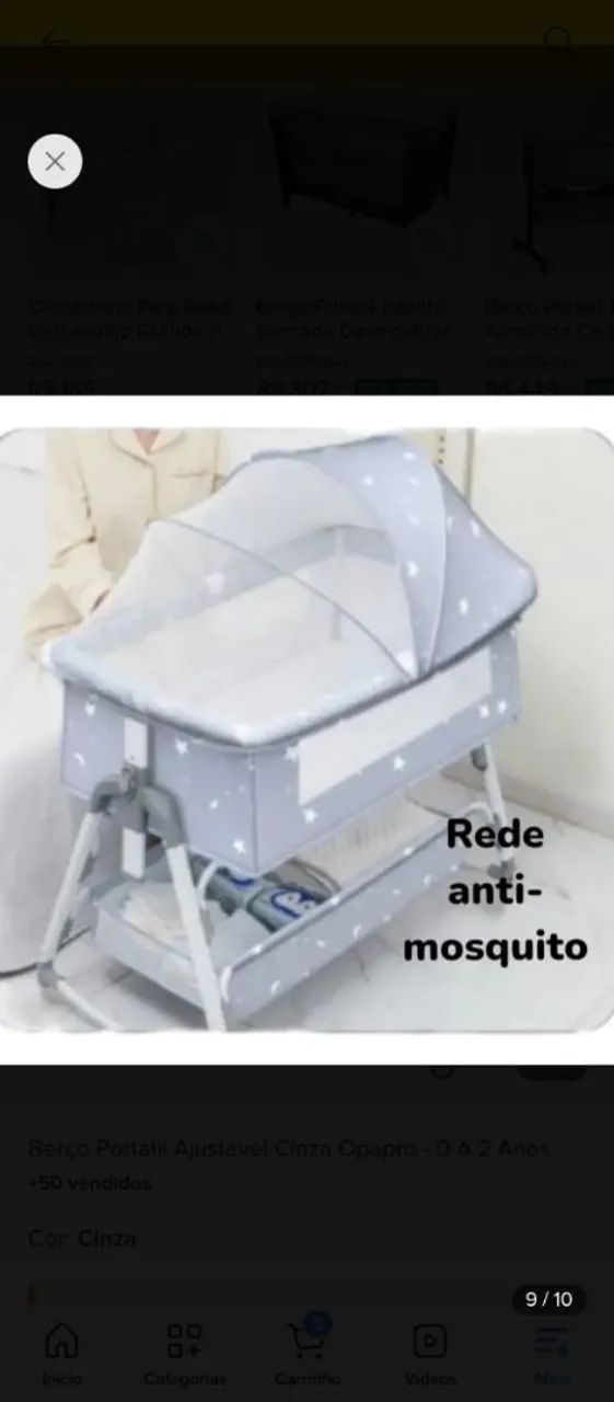 Berço portátil usado uma vez. 