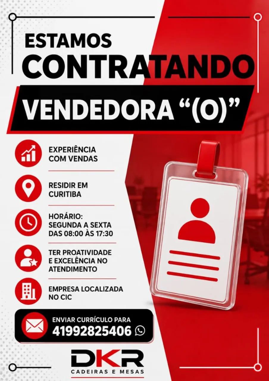 Vaga para vendedora 
