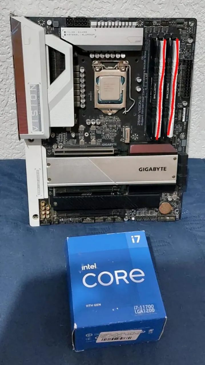 i7-11700K Core Intel Processador Kit セット z590 + 11700 i7 + Z590M Gigabyte Mãe Placa CPU