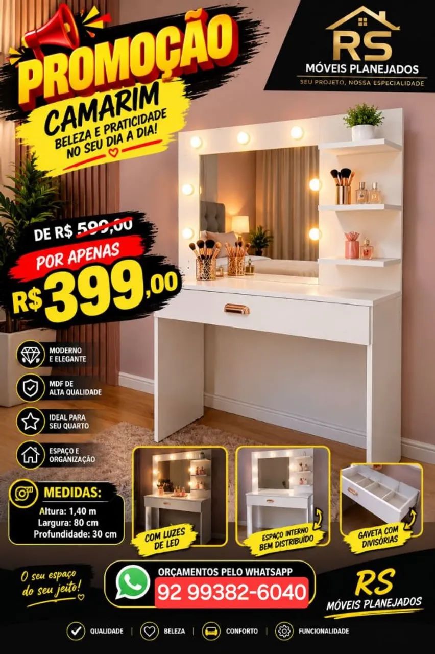 Camarim Penteadeira 100%mdf  - Foto 5