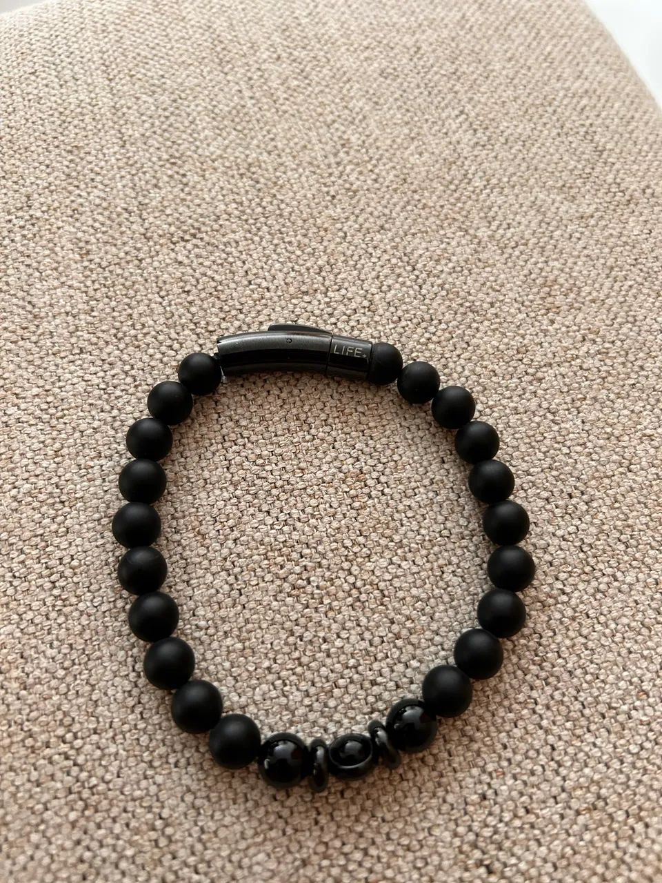 Pulseira Life by Vivara em Aço com Ágata Preta 