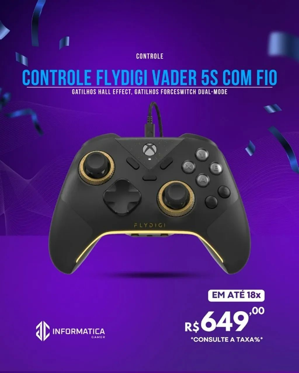 CONTROLE FLYDIGI VADER 5S COM FIO