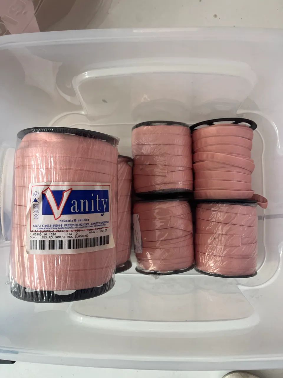 6 Rolos de elásticos para lingerie rosa 