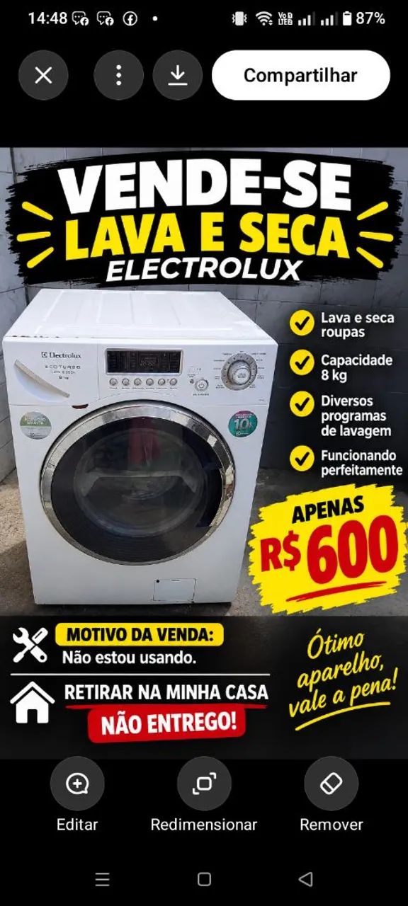 Vendo lava e seca