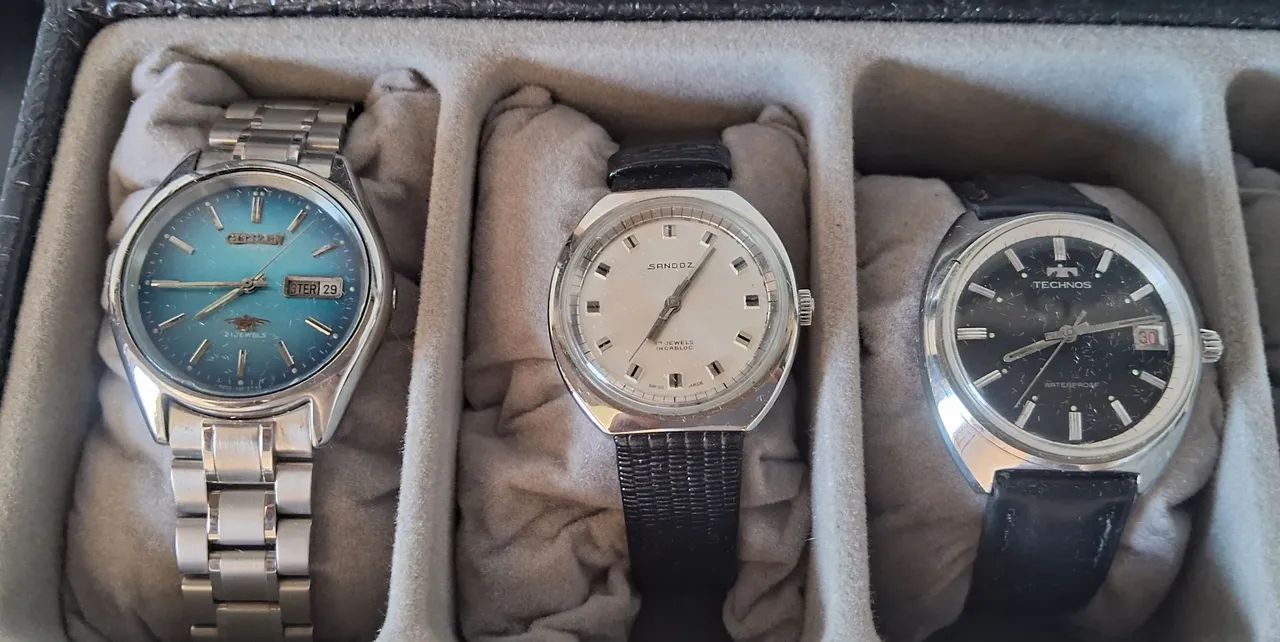 Relógio automático vintage Citizen Technos Titus Jupiter e Sandoz
