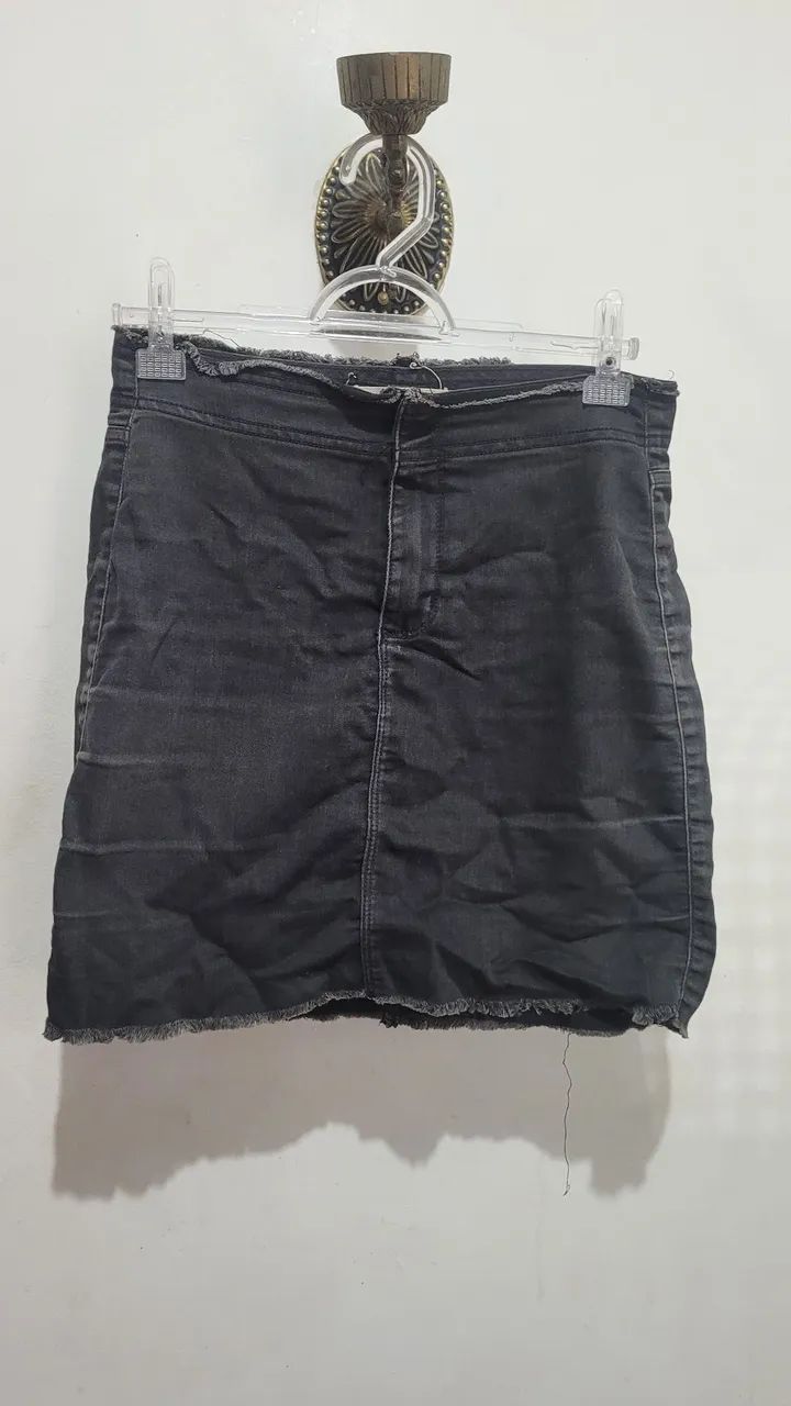 Saia jeans preta