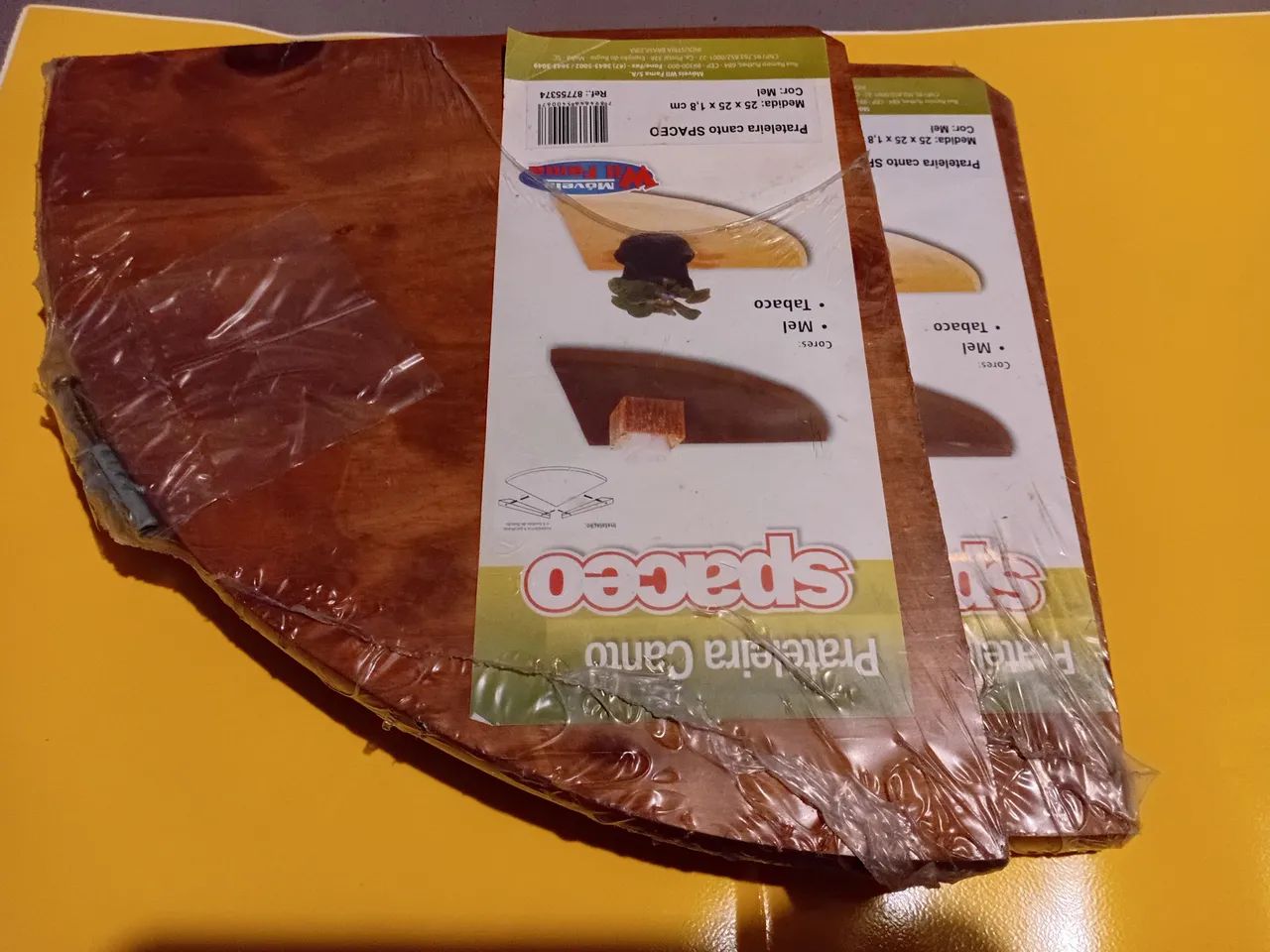 Prateleira de Canto de Parede Spaceo cor Mel - Foto 3