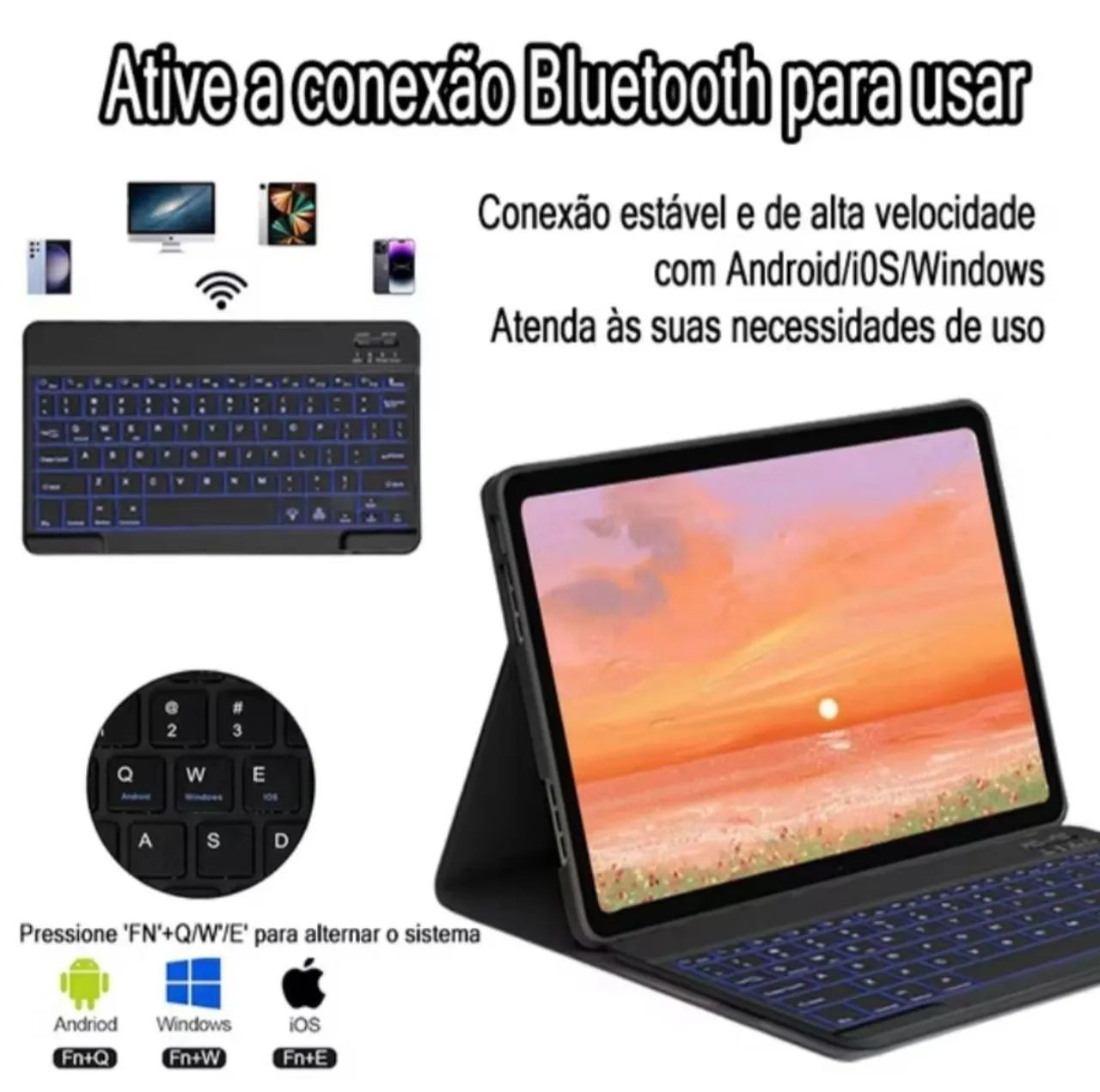 Capa com mouse e teclado para Galaxy tab S6 lite - Foto 4