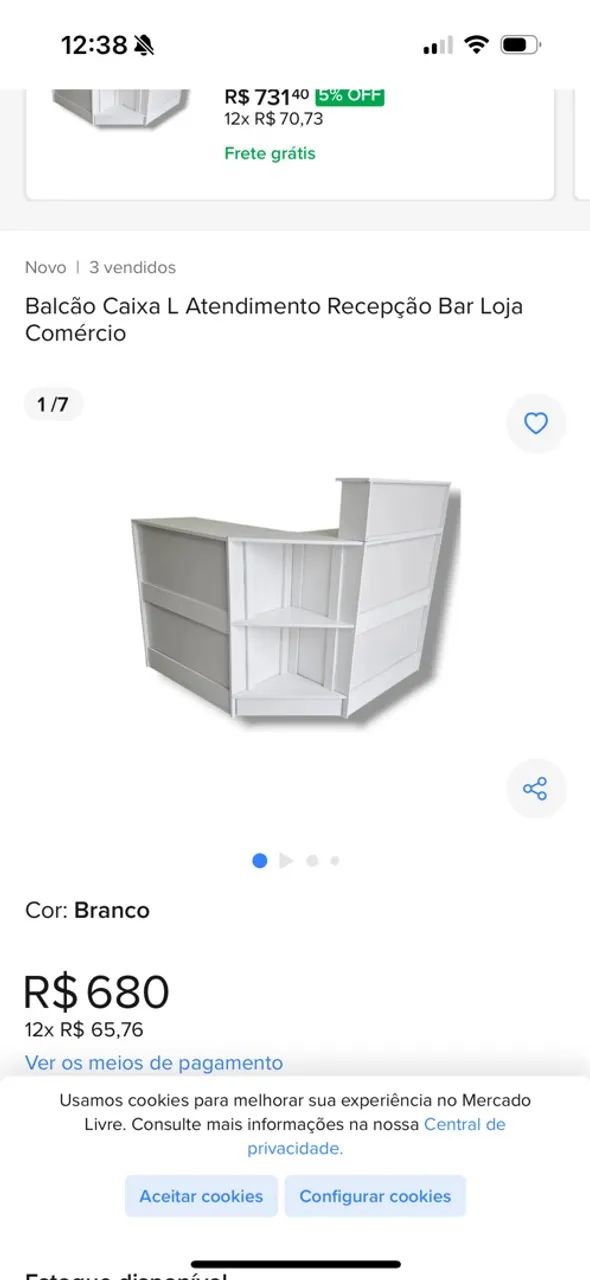 Balcão de recepção em L 