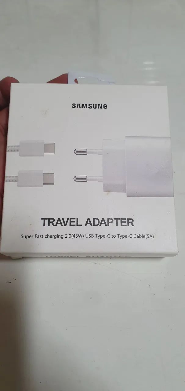 Carregador Samsung branco recarga rápida entrada tipo C
