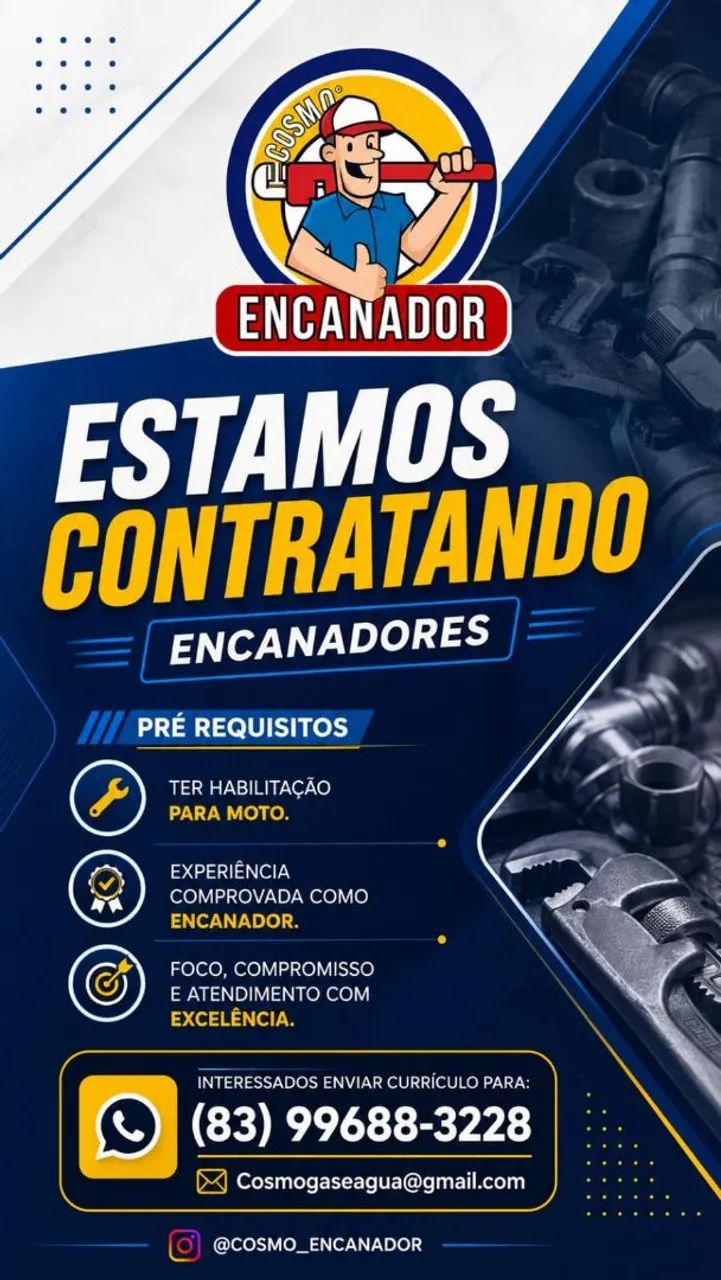 VAGA DE EMPREGO PARA ENCANADOR 