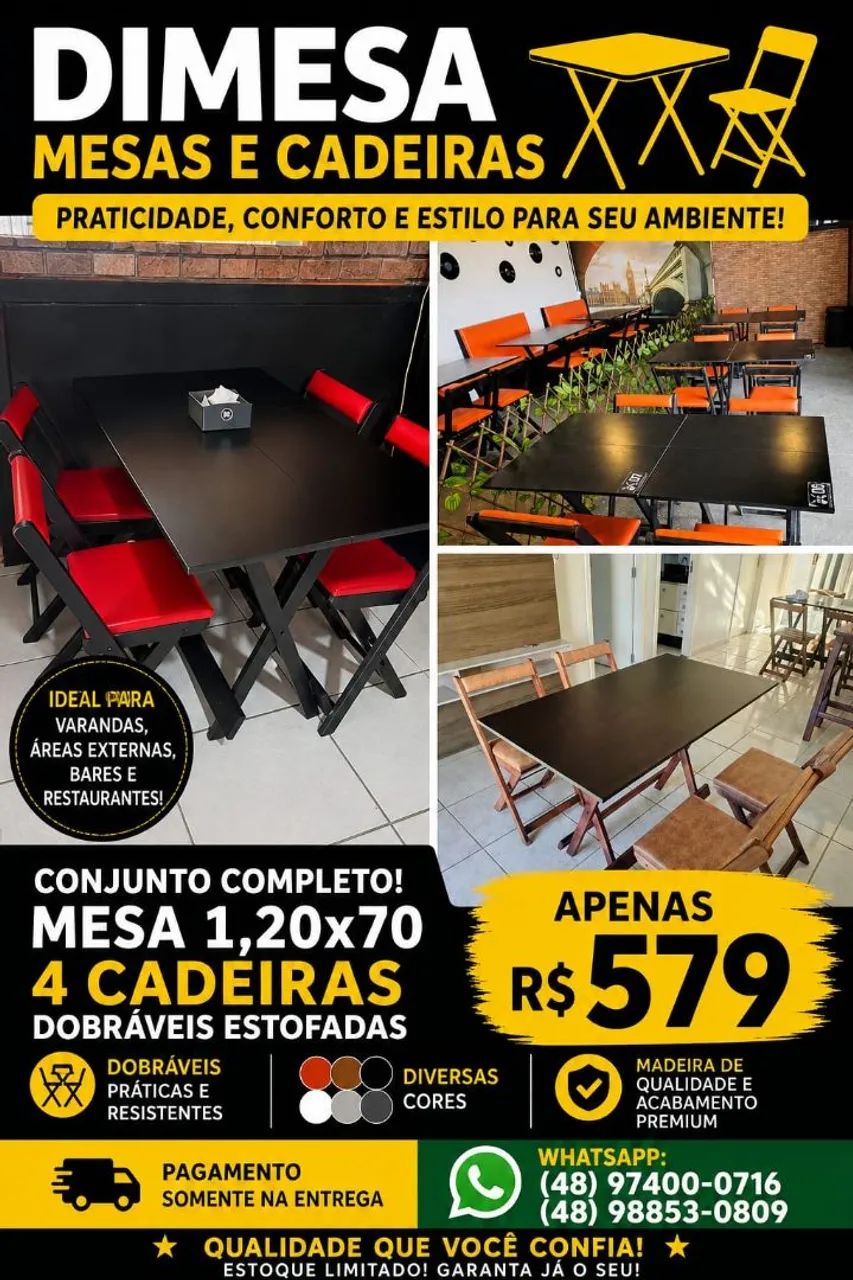 Distribuidora de mesas e cadeiras dimesa direto da fábrica. Florianópolis *