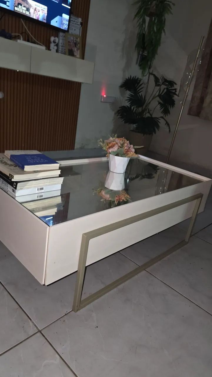 Centro para sala em matal e vidro