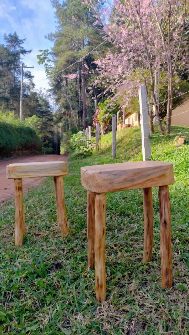 Banqueta rústica de madeira  - Foto 2