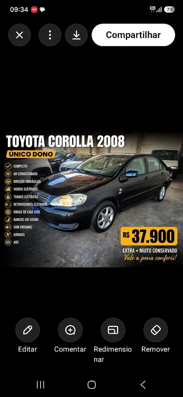 Toyota Corolla Corolla XLi 1.8/1.8 Flex 16V Mec. 2008