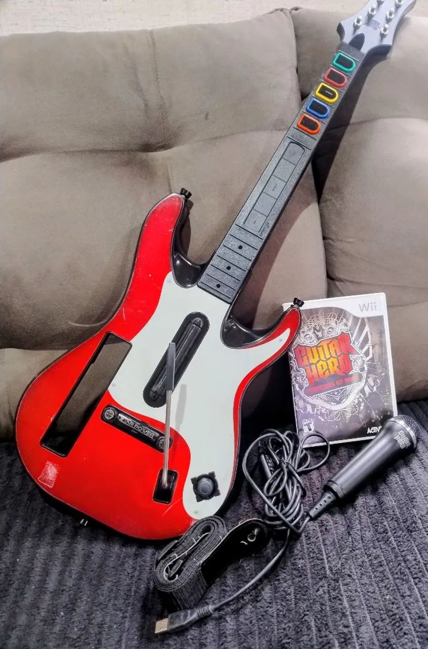 Guitarra e microfone original do guitar hero 5  do Nintendo Wii  - Foto 2
