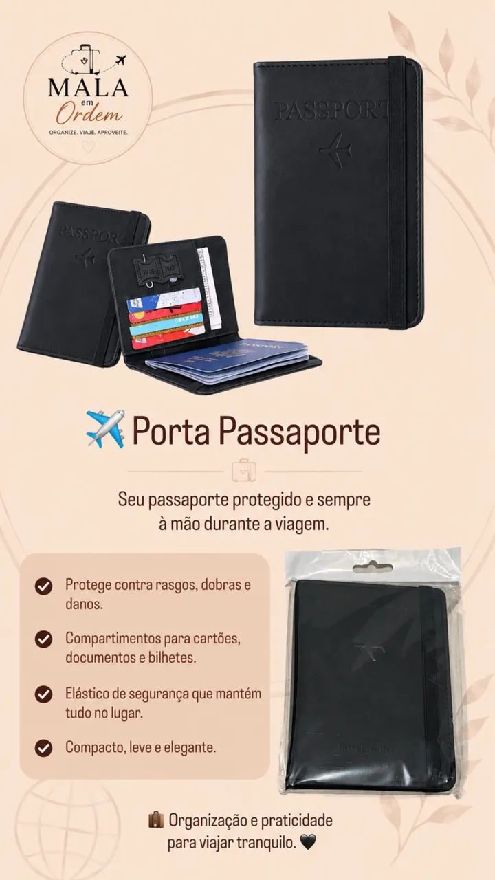 PORTA PASSAPORTE E PORTA DOCUMENTOS PARA VIAGEM - Foto 2