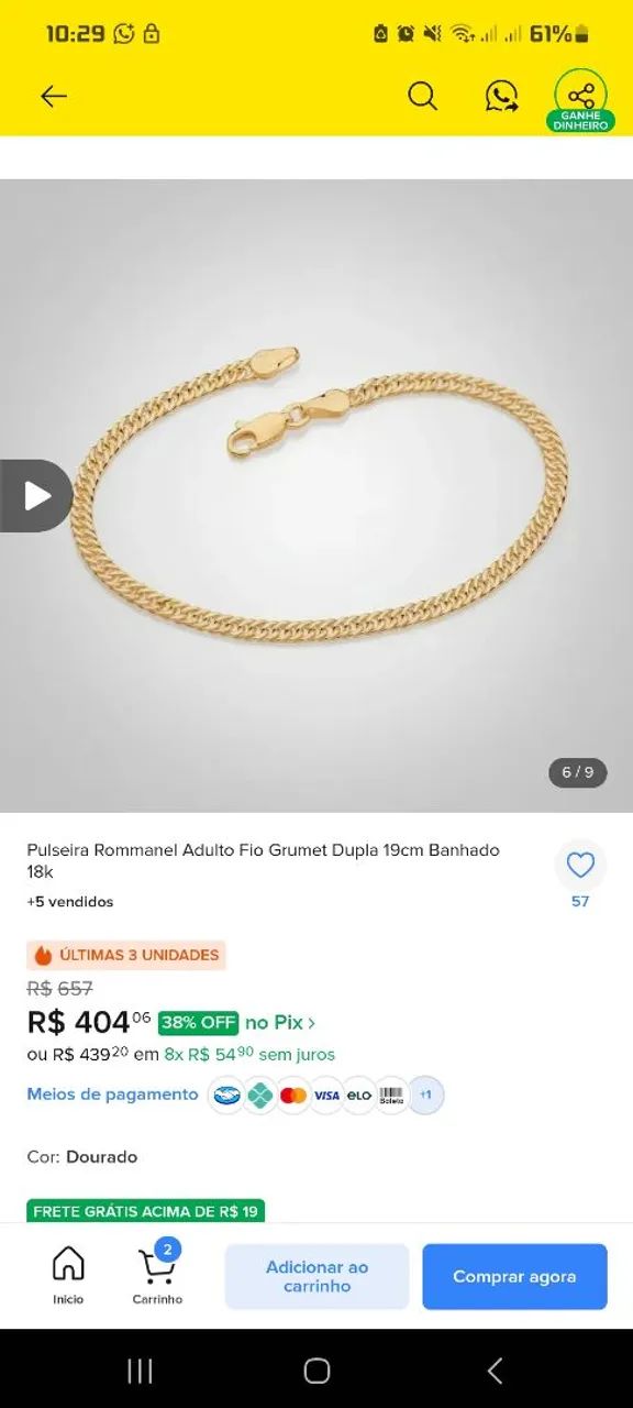 Pulseira foliada a ouro Romanel - Foto 3