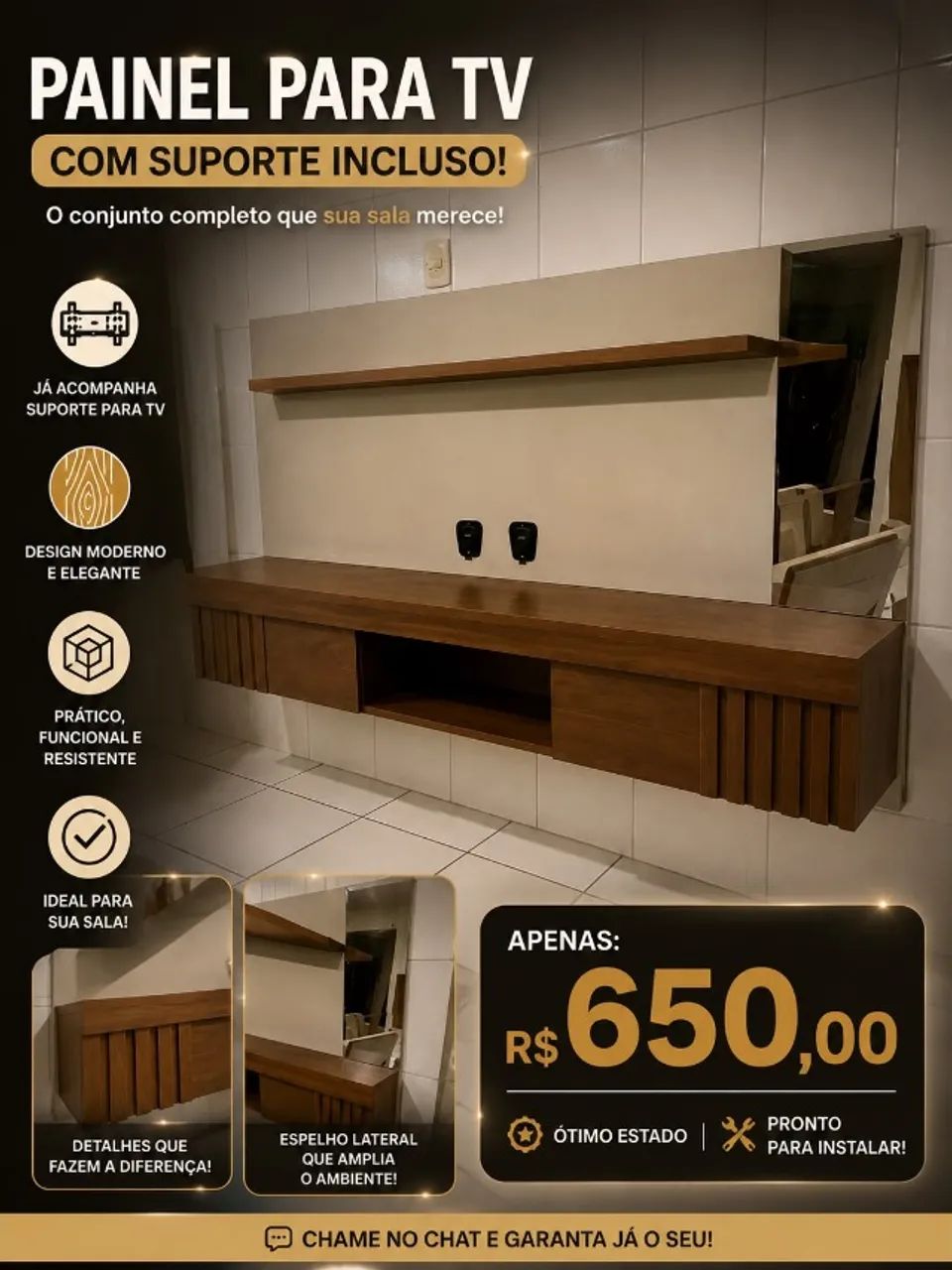 PAINEL PARA TV C\SUPORTE 