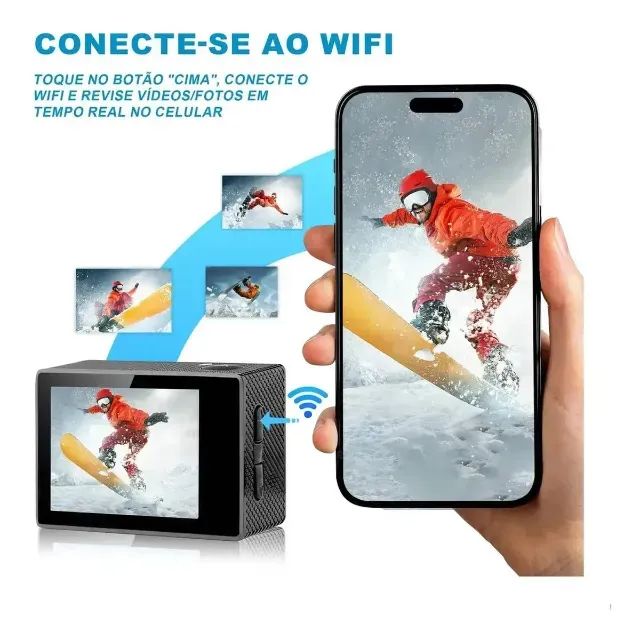 Camera Prova D'agua 4k Ação Sports Filmadora Wifi Full Hd Cor Preto - Foto 3