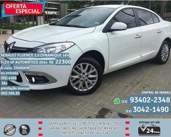 Branco renault fluence 2.0 dymanique 16v Flex 4p aut 2014 R$22398 33098km