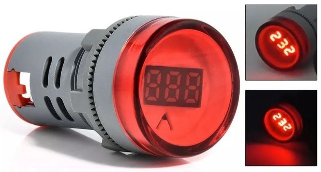Voltimetro Olho De Boi Sinaleiro Led 60-500 Vac Vermelho   Arduino Automação COD-CP124  