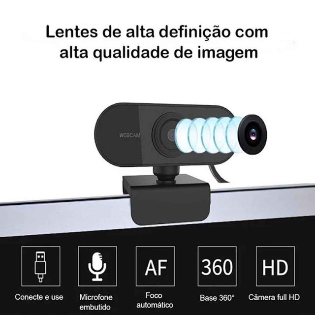 Webcam Full HD 1080p Microfone integrado Com Furo P/ Tripé - Foto 2