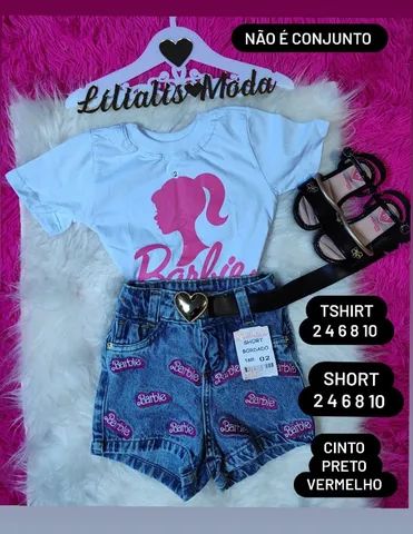 Roupa Barbie conjunto shorts cropped de croche