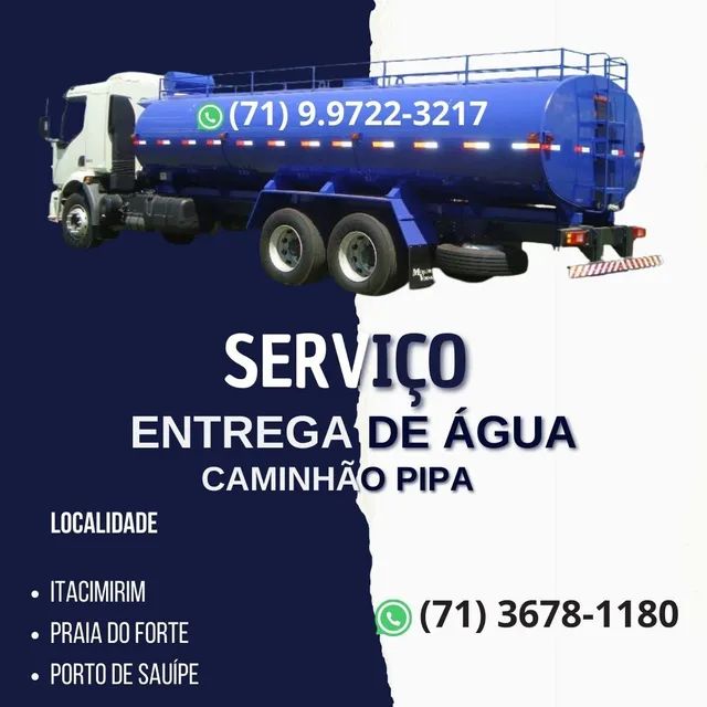 Serviço entrega de agua.  Caminhao pipa