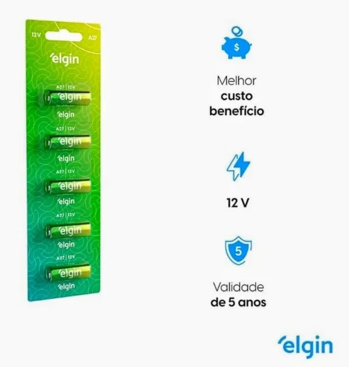 Pilha Bateria Alcalina Elgin A23 Verde 12V BL