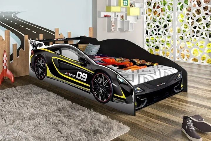 Cama infantil carro, preto, vermelho e azul, frete gratis - Foto 2