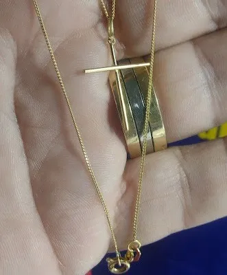 Cordão Ouro 18 Kilates 1.90 Gramas 1 mm 60 Cm Pingente 0.60 Gramas 12 mm