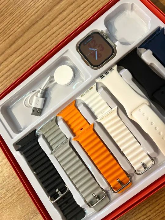 Kit S100 Ultra 2 Smartwatch Relógio Inteligente 7 in 1 Pulseiras - Foto 5