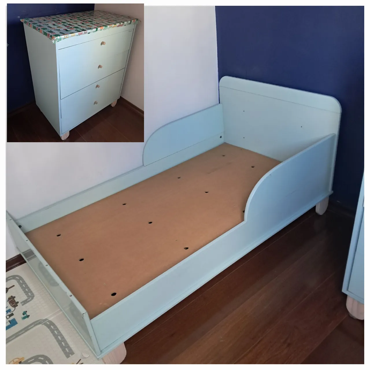 Berço que vira cama, e gaveteiro MATIC