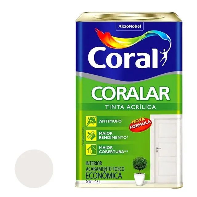 Tinta Fosca Acrílica Coralar 18 Litros Branco Gelo Coral - Foto 2