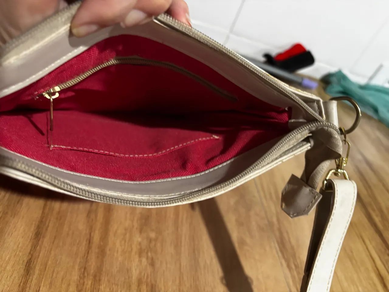 Bolsa de Ombro Amanda Brazil laranja e Bege - Foto 5