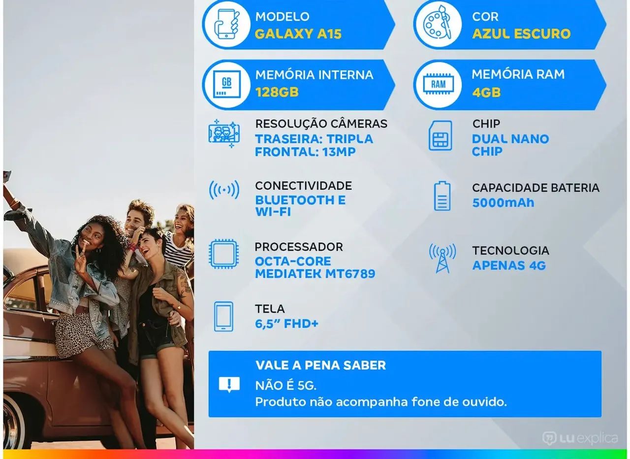 Smart Galaxy A15 Novo na caixa, valor 900$ no pix - Foto 2