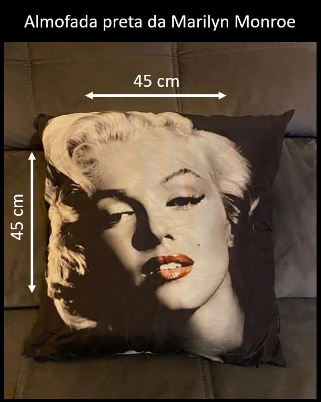 Almofada preta da Marilyn Monroe