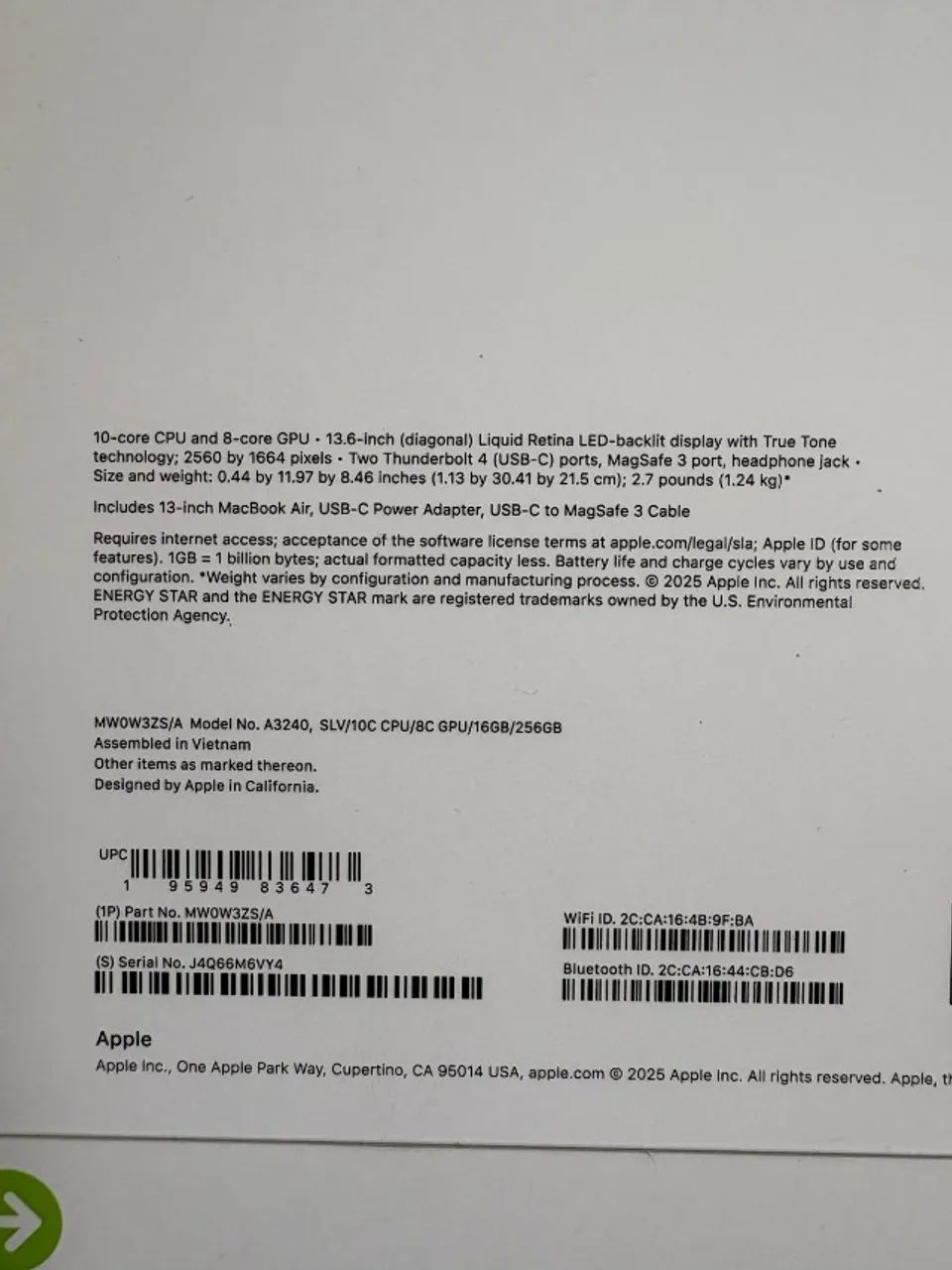  Apple Macbook Air 13,6 chip M4 SSD 256 Memória 16 GB SILVER - Foto 5