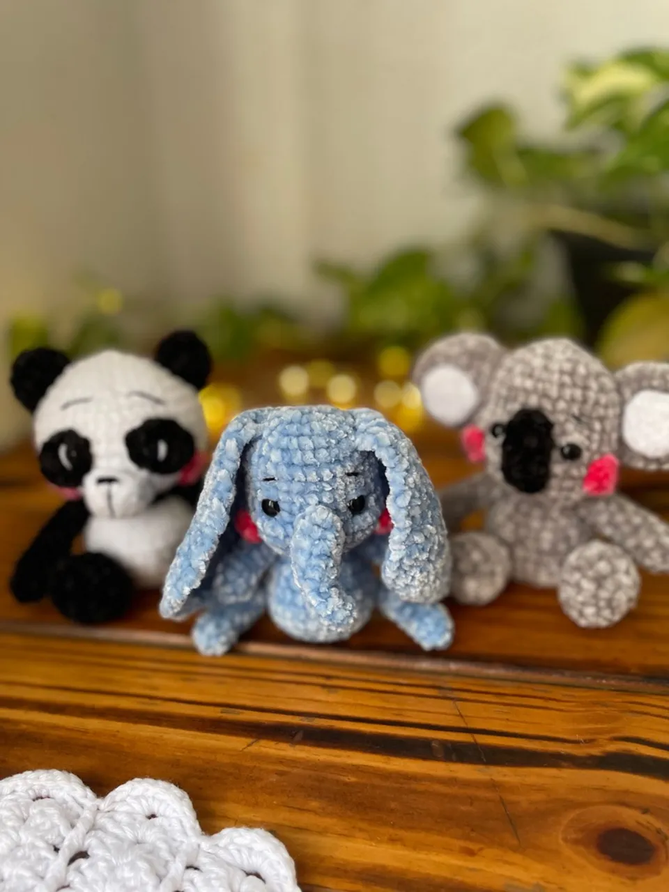 Lindos Amigurumis de Animais: Panda, Elefante e Coala