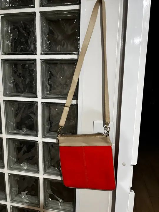 Bolsa de Ombro Amanda Brazil laranja e Bege - Foto 4