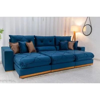 Sofá Retrátil Reclinável Bello 3.20m Molas Ensacadas rf876 - Foto 3