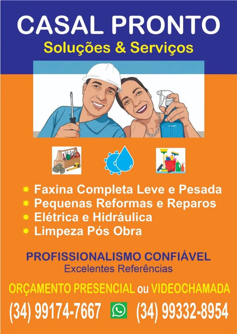 CASAL PRONTO - Marido de Aluguel Multiserviços e Faxina Padrão e Pesada.