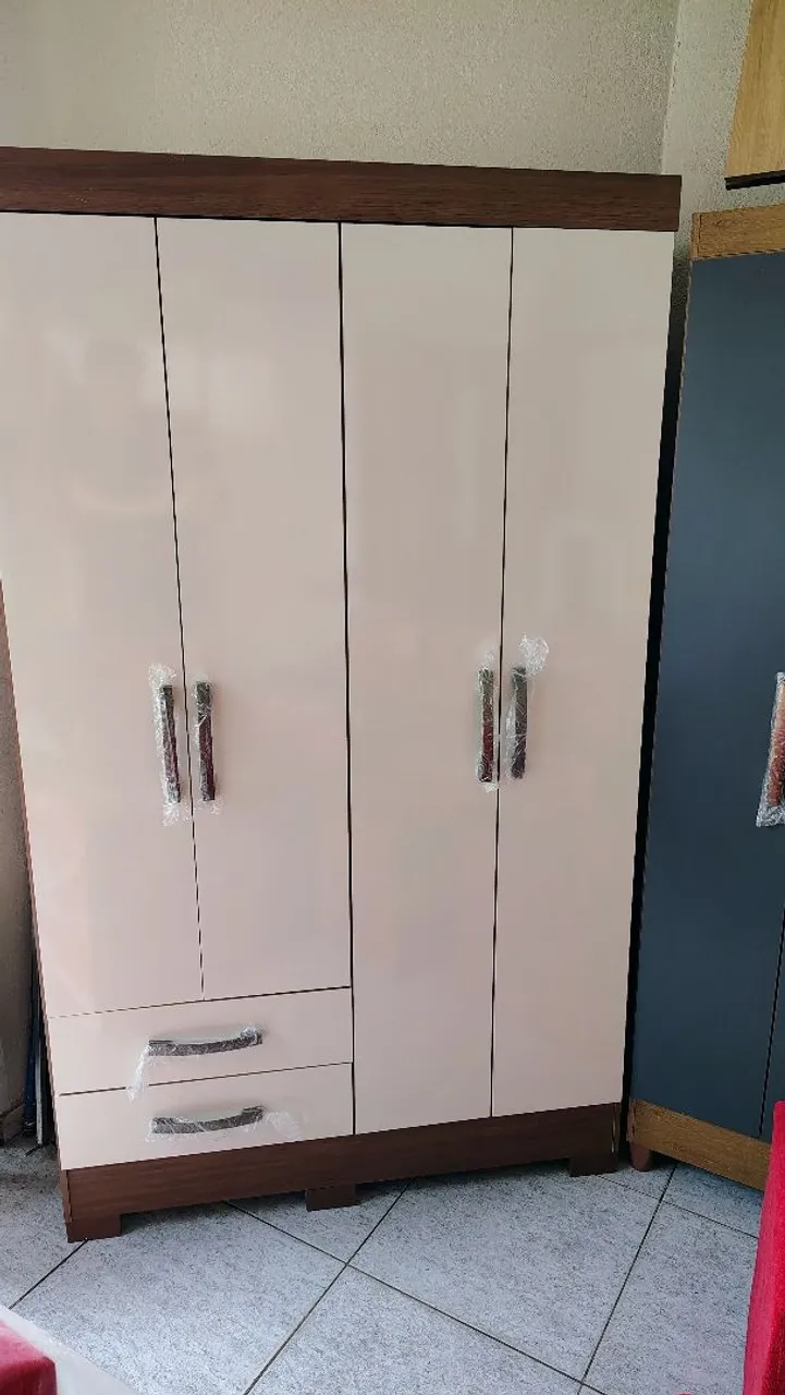 Guarda-Roupa de 4 Portas rústico com off-white 