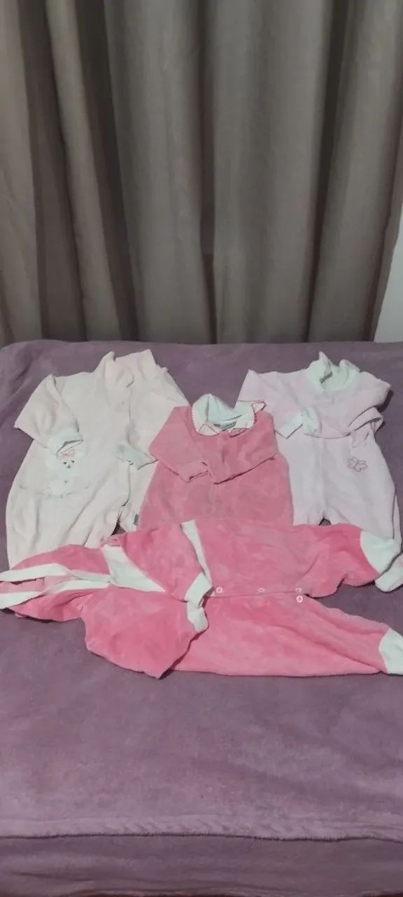 Macacões e bodies para bebê - Rosa - Tamanho P,M,G