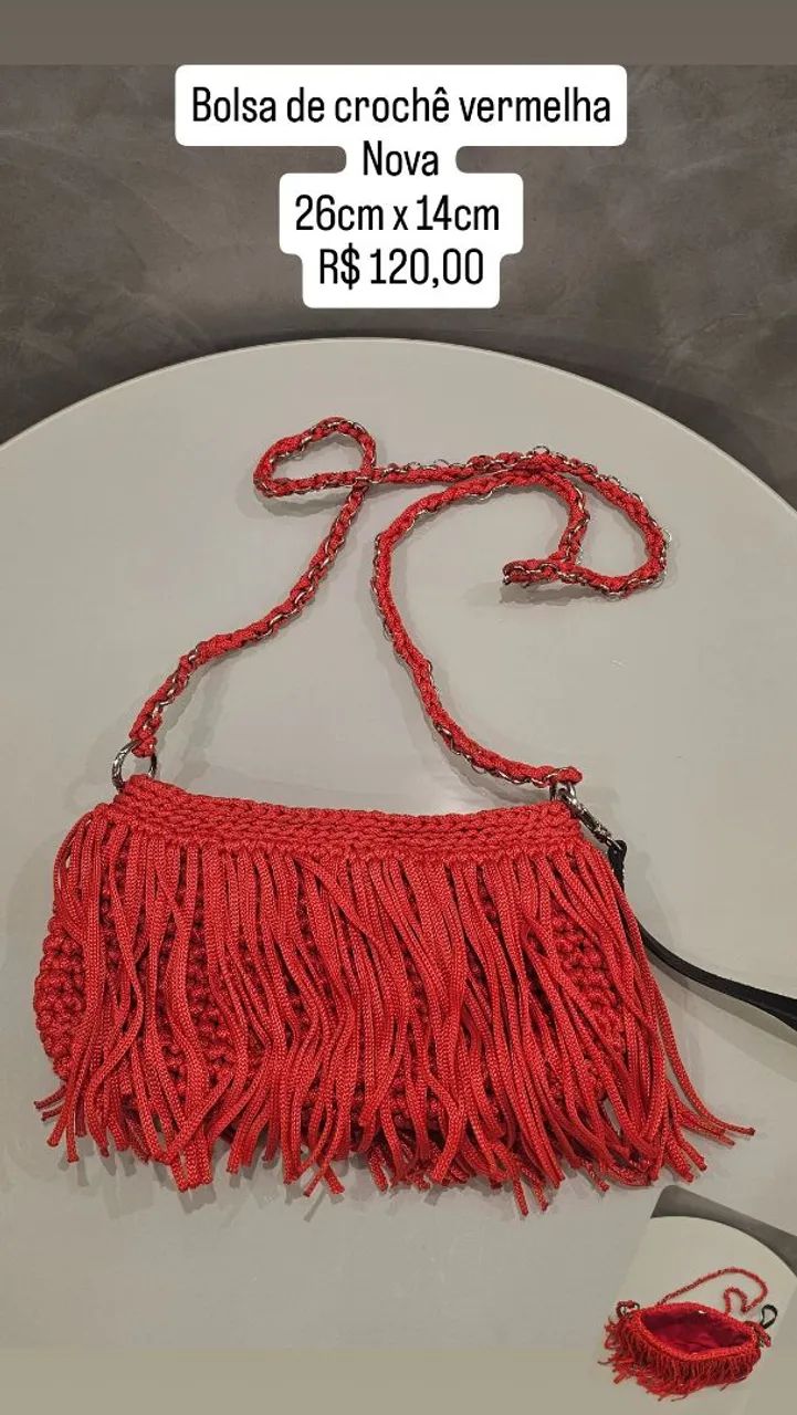 Bolsas femininas de crochê e fio de malha novas  - Foto 3
